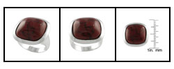 Sterling Silver Block Coral Fashion Ring