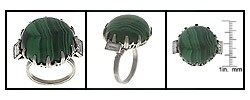 Platinum Diamond & Malachite Antique Cocktail Ring