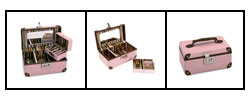 Pink & Brown Genuine Leather Jewelry Case