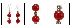 Antiqued Silver Bead And Indian Ruby Earrings