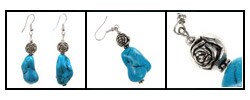 Silver Floral Beaded Turquoise Earrings