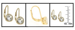 14k Gold Over Silver CZ Leverback Earrings