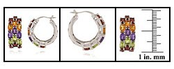 Sterling Silver Multi Gemstone Hoop Earrings