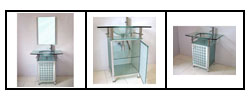 Glass Vanity with Single Door Glass Cabinet