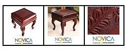 Handmade Leather and Cedar Century Ottoman (Peru)