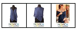 Alpaca Indigo Waves Wool Shawl (Peru)