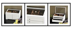 4-drawer Glass Top White Jewelry Box