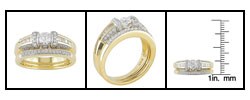 14k Yellow Gold 5/8ct TDW Round and Baguette Diamond Wedding Ring Set (G-I/ I1)