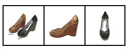 BCBGirls Metallic Peep Toe Floral Wedges