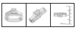 14k White Gold 1/2ct TDW Princess & Round Diamond Wedding Set (H-I, SI1-SI2)