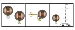 Cultured Tahitian Pearl 1/5ct TDW Diamond Earrings (9-10mm)