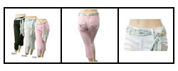 Bay Blue Cropped Pants with Floral Sash Belt