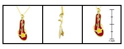 Gold Chain with Gold & Red Enamel Slipper Pendant