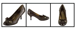 Miu Miu Brown Leather Pump with Stud & Jewel