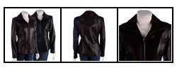Jones New York Lamb Leather Stitch Detail Coat