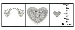 Sterling Silver CZ Pave Heart Stud Earrings