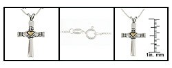 14k Gold and Silver Claddagh Cross Pendant