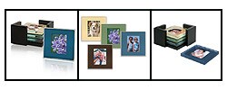 Glass Photo Coasters with Storage Rack