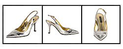 Dolce & Gabbana Silver Metallic Leather Sling-backs