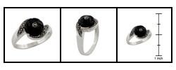 Sterling Silver, Black Onyx, and Marcasite Ring