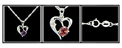 Gemstone Heart Pendant with Silver Necklace (China)