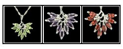 Gemstone Leaf Silver Necklace (China)