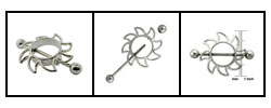 Steel Sun Shaped Body Jewelry Accessory (Case of 2)