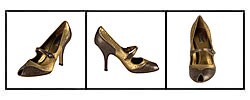 Prada Bronze Sequin Leather Peep Toe Pumps