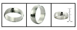 Stainless Steel Etched Skull Ring (Case of 2)
