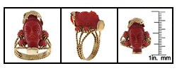 14k Yellow Gold Carved Coral Ring