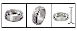 Stainless Steel Wave Design Spinner Ring (Case of 2)
