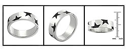 Stainless Steel Etched Stars Ring (Case of 2)