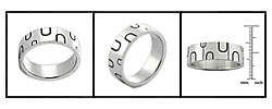 Stainless Steel Ring with Etched 'U' Shapes (Case of 2)