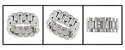 Stainless Steel Watchband-style CZ Ring