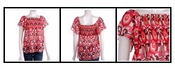 BW Studio Women's Elastic Smock Tunic Top