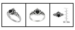 Sterling Silver Black Onyx Claddagh Celtic Ring