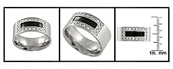 Stainless Steel Rectangle Flat Band with CZ Accent