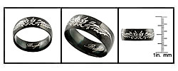 Stainless Steel Tribal Heart Design Black Band