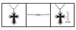 Stainless Steel and Carbon Fiber Cross Necklace