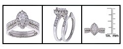 14k White Gold 1ct TDW Marquise Wedding Ring Set