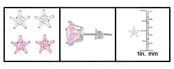 Sterling Silver 7mm Star Cut CZ Earrings