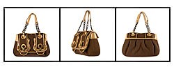 Fendi Satchel with Patent Leather and Wood Trim