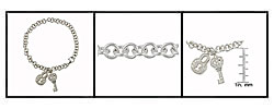 Sterling Silver CZ Chunky Lock and Key Bracelet