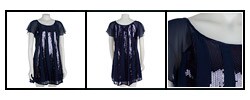 Essentials by A.B.S Trapeze Sequin Stripe Dress