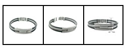 Stainless Steel and Rubber Three-row Bracelet (Case of 2)