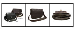Flapover Single Buckle Leather Briefcase