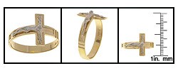 14k Two-tone Gold Crucifix Ring