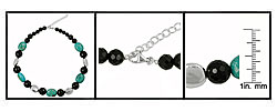 Sterling Silver Black Onyx Turquoise Necklace