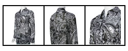 Adolfo Sheer Black and White Printed Blouse