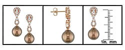 Cultured Tahitian Pearl 1/2ct Diamond Earrings (9-10mm)